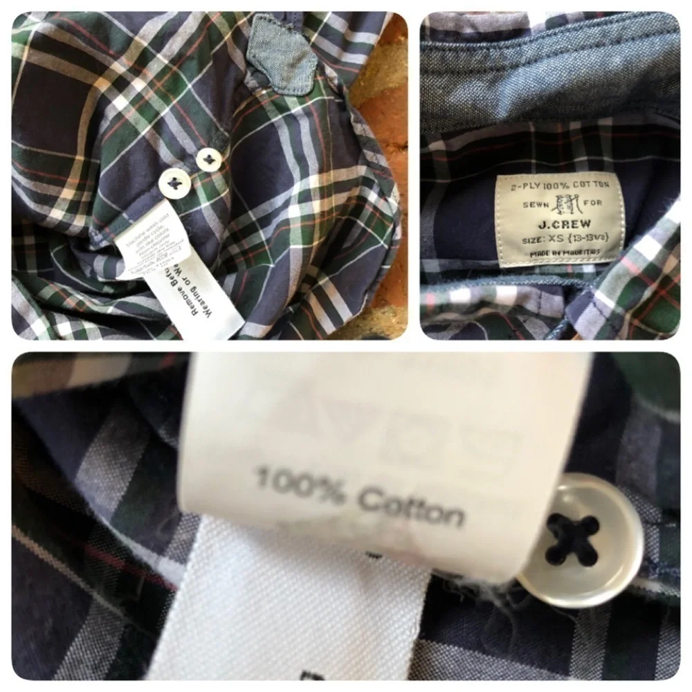 J. Crew size XS (13-13.5) plaid button down shirt